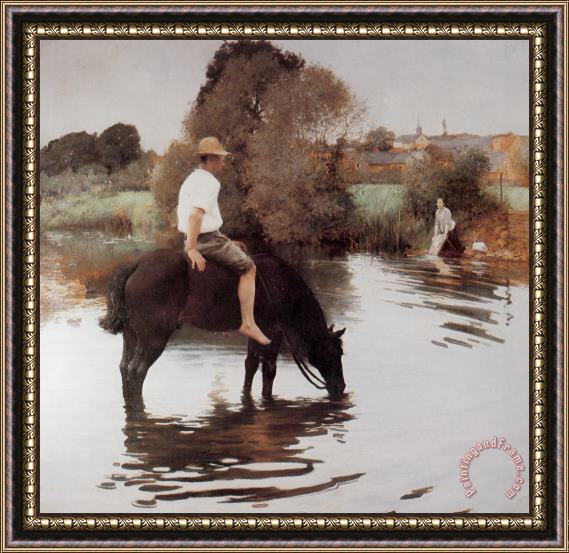 Jules Alexis Muenier Young Peasant Taking His Horse to The Water Hole Framed Painting