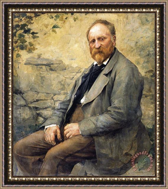 Jules Bastien Lepage Portrait of The Artist's Father Framed Painting