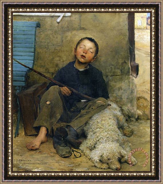 Jules Bastien Lepage The Small Begger Asleep Framed Painting