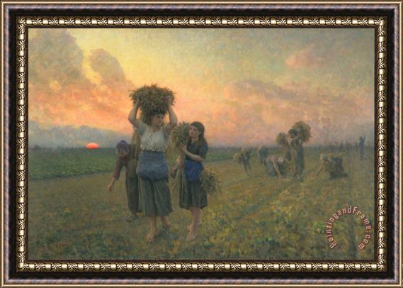 Jules Breton The Last Gleanings Framed Painting