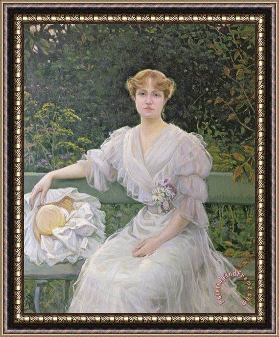 Jules Cayron Portrait Of Marguerite Durand Framed Painting