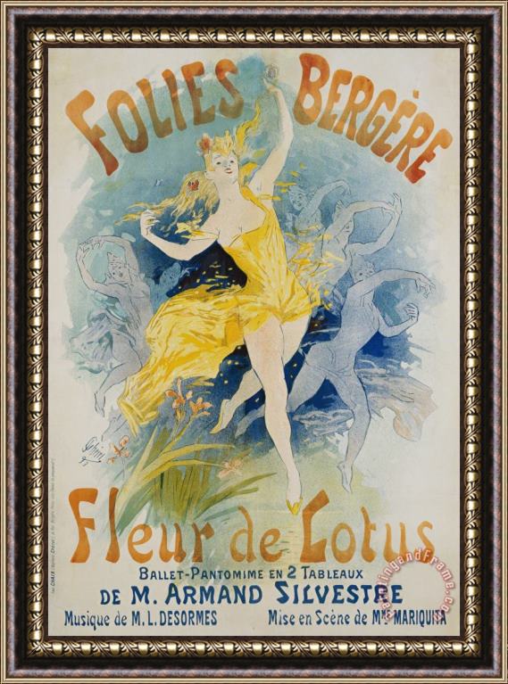 Jules Cheret Folies Bergere Fleur De Lotus Poster Framed Print