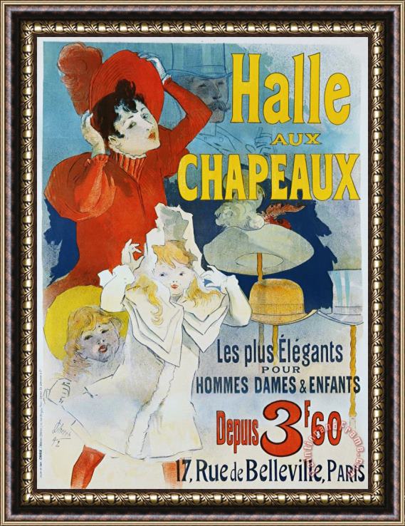 Jules Cheret Halle Aux Chapeaux Poster Framed Print