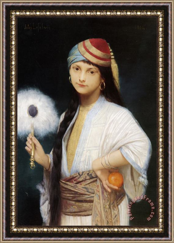 Jules Joseph Lefebvre The Feathered Fan Framed Painting
