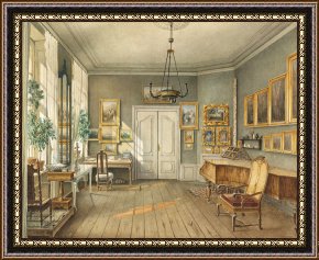 The Music Room Framed Prints - The Music Room of Fanny Hensel (nee Mendelssohn) by Julius Eduard Wilhelm Helfft