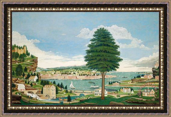 Jurgen Frederick Huge Composite Harbor Scene With Castle Framed Painting