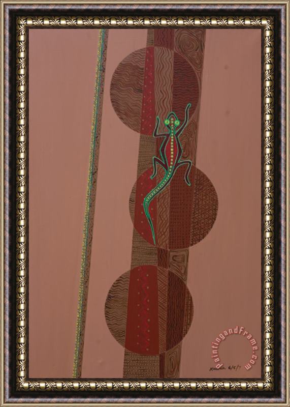 Kaaria Mucherera Aboriginal Lizard Framed Painting