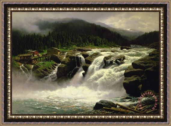 Karl Paul Themistocles van Eckenbrecher Norwegian Waterfall Framed Print