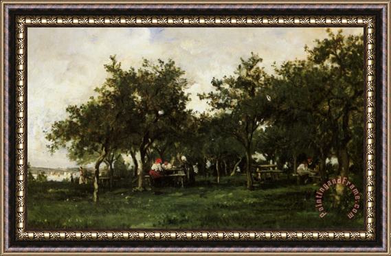Karl Pierre Daubigny Peasants Repast Framed Painting