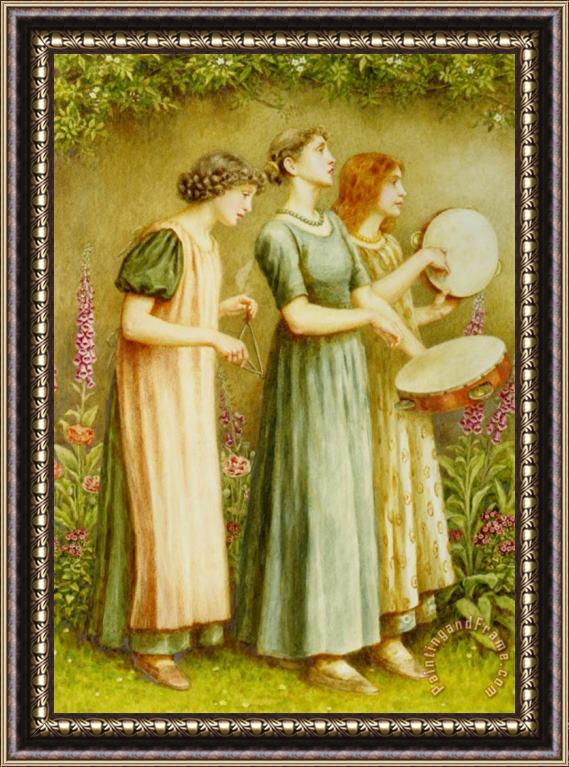 Kate Greenaway Three Women in a Garden Framed Print