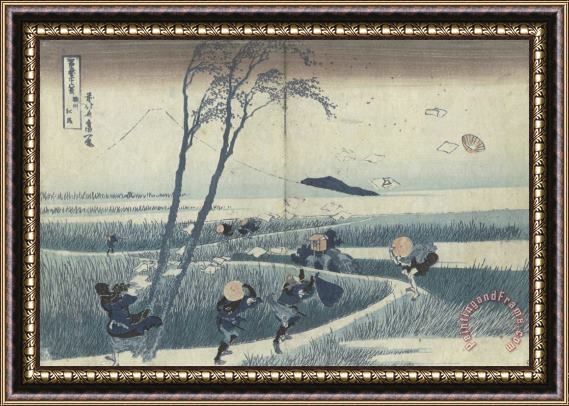 Katsushika Hokusai A Sudden Gust of Wind Framed Painting