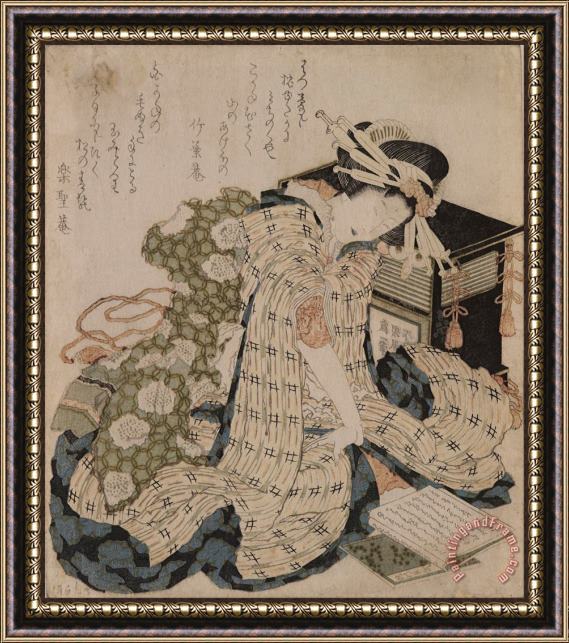 Katsushika Hokusai Courtesan Asleep Framed Painting