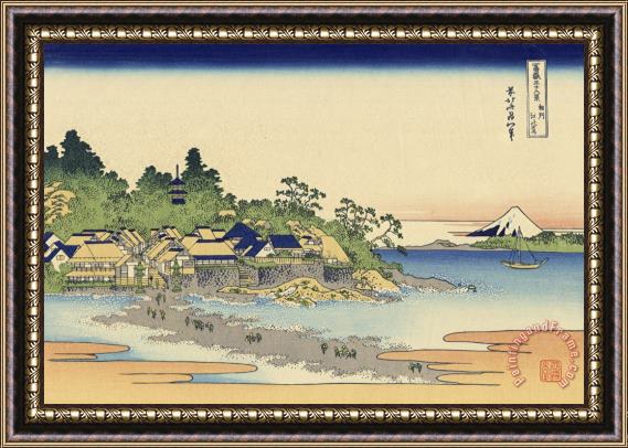 Katsushika Hokusai Enoshima in Sagami Province Framed Painting