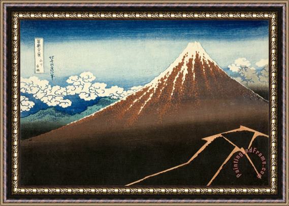 Katsushika Hokusai Shower Below The Summit Framed Painting