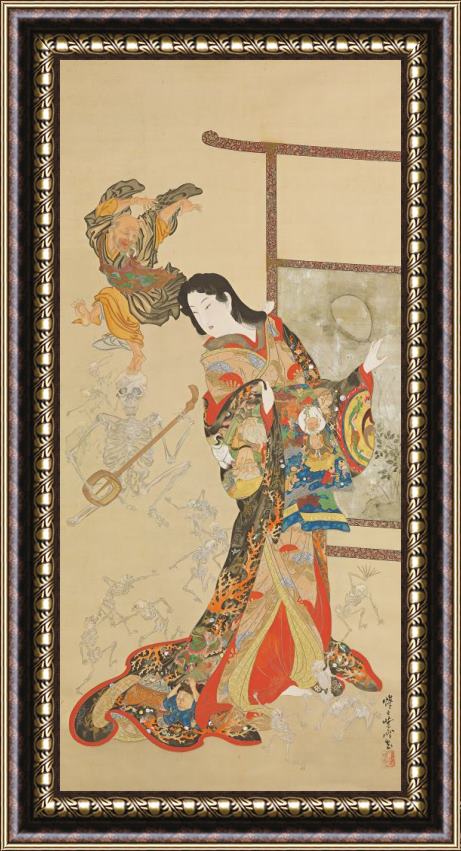 Kawanabe Kyosai Jigoku Dayu Framed Painting