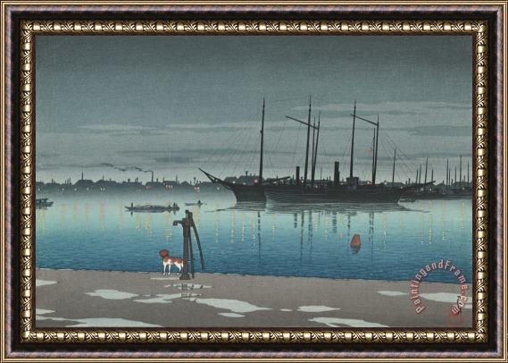 Kawase Hasui Akashi Cho After Rain (akashi Cho No Ugo) Framed Painting