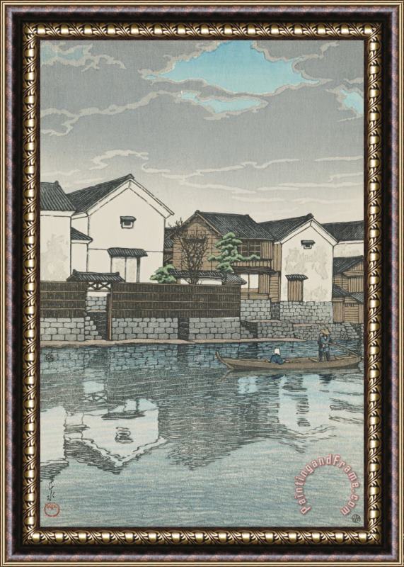 Kawase Hasui Cloudy Day at Matsuye (izumo Matsuye Kumoribi), From The Series Souvenirs of Travels, Third Series (tabi Miyage, Dai San Shu) Framed Painting