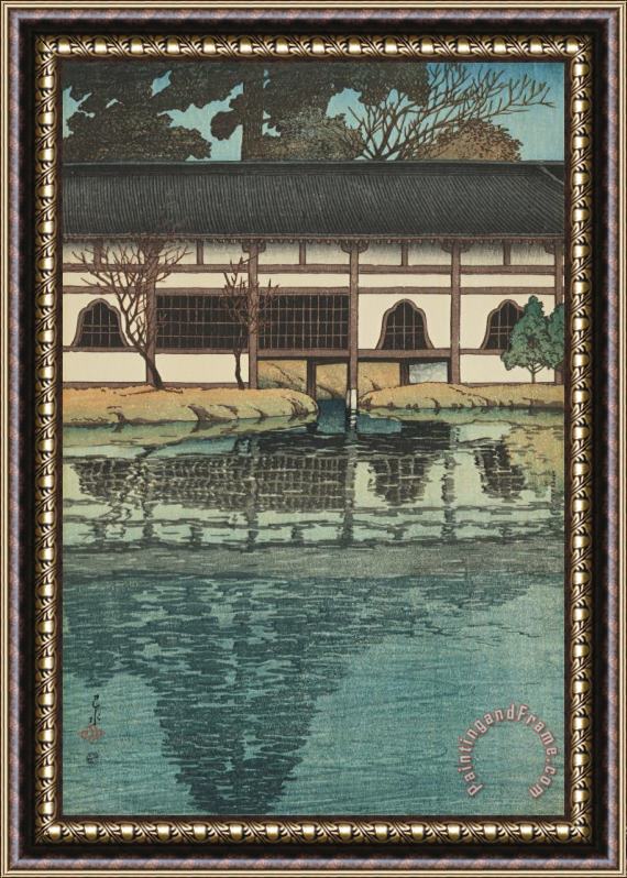 Kawase Hasui Detail of The Byodoin at Uji (uji Byodoin No Ichibu), From The Series Souvenirs of Travels, Second Series (tabi Miyage, Dai Ni Shu) Framed Painting