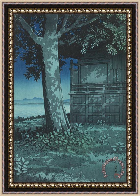 Kawase Hasui Hachiro Gata, Akita, at Night (akita Hachiro Gata) Framed Painting