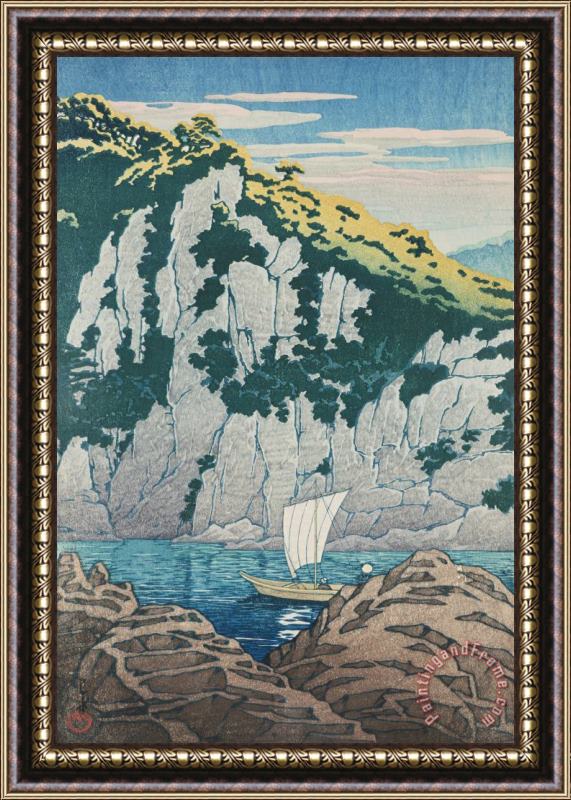 Kawase Hasui Horai Rocks on The Kiso River (kisogawa Horai Iwa) Framed Print