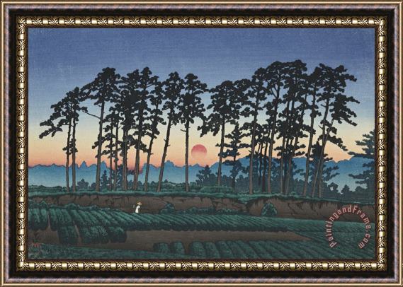 Kawase Hasui Ichinokura, Ikegami, at Sunset (ikegami Ichinokura) Framed Painting
