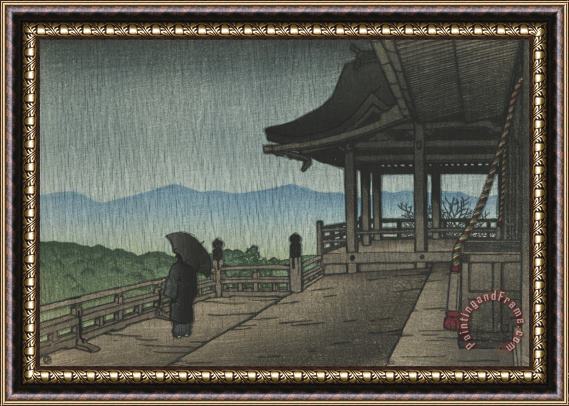 Kawase Hasui Kiyomizu Temple in Rain (ame No Kiyomizu), From The Series Souvenirs of Travels, Second Series (tabi Miyage, Dai Ni Shu) Framed Painting