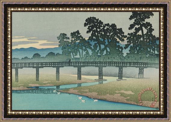 Kawase Hasui Morning Mist on The Asano River, Kanazawa (kanazawa, Asa No Gawa), From The Series Souvenirs of Travels, First Series (tabi Miyage, Dai Isshu) Framed Painting
