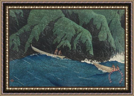 Kawase Hasui Showers on The Ura Coast, Echigo Province (echigo No Urahama), From The Series Souvenirs of Travels, Second Series (tabi Miyage, Dai Ni Shu) Framed Print