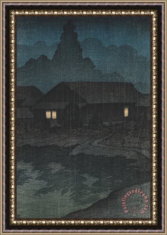 Kawase Hasui Summer Night Shower (mutsu, Tsuta Onsen), From The Series Souvenirs of Travels, First Series (tabi Miyage, Dai Isshu) Framed Print
