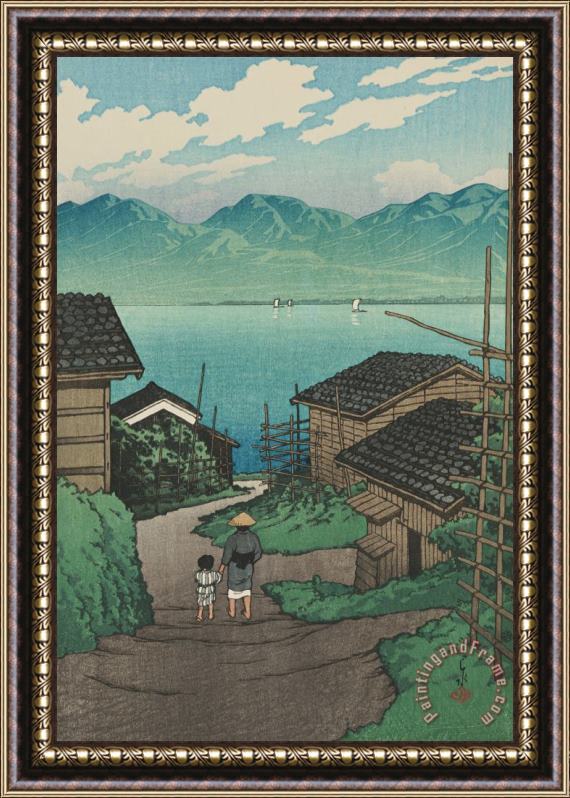 Kawase Hasui View of Lake Kamo, Sado (sado Kamo Mura), From The Series Souvenirs of Travels, Second Series (tabi Miyage, Dai Ni Shu) Framed Painting