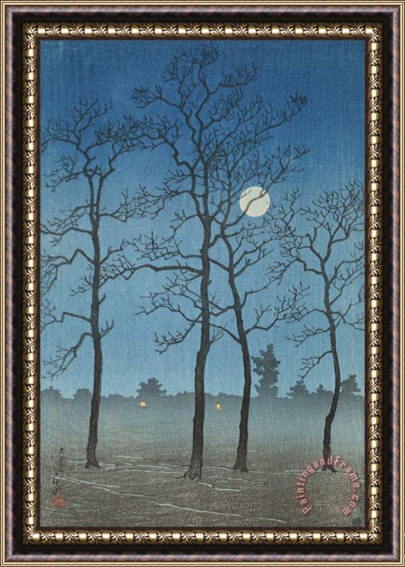 Kawase Hasui Winter Moonlight (toyamanohara), From The Series Twelve Subjects of Kyoto Framed Painting