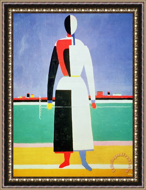 Kazimir Severinovich Malevich Woman with a Rake Framed Print