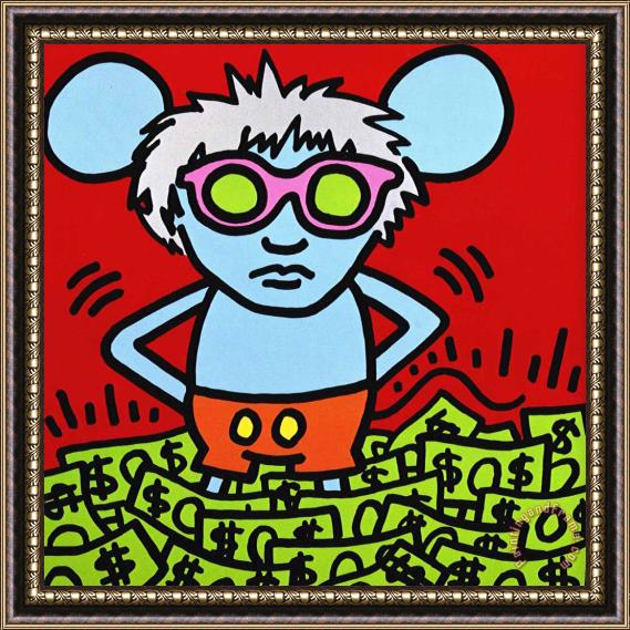 Keith Haring Andy Mouse 1986 Framed Painting