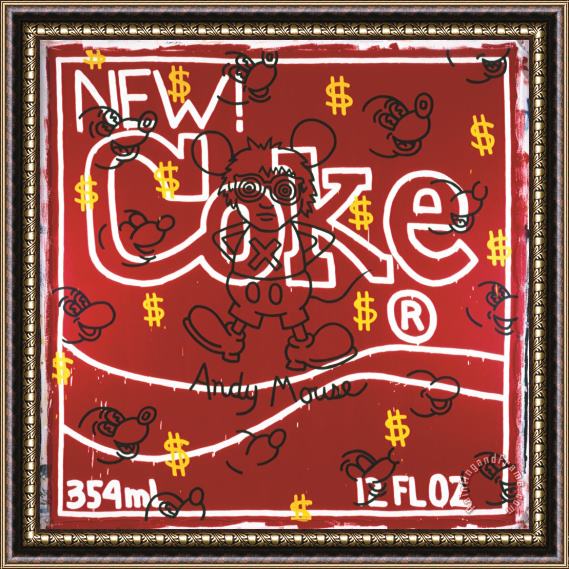Keith Haring Andy Mouse New Coke, 1985 Framed Painting