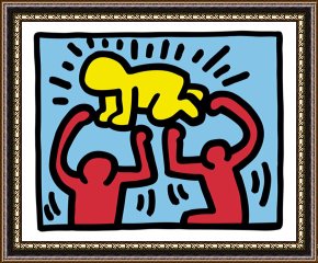 Baby, Bye Bye Framed Paintings - Pop Shop Radiant Baby by Keith Haring