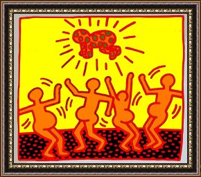Baby, Bye Bye Framed Paintings - Pop Shop Radiant Baby II by Keith Haring