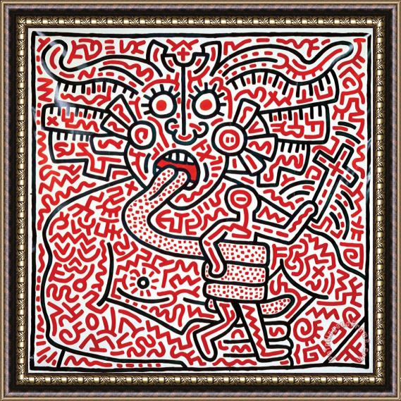 Keith Haring Untitled, 1983 Framed Painting