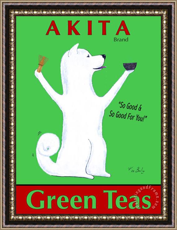 Ken Bailey Akita Green Tea Framed Painting