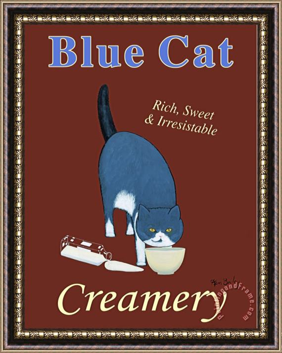 Ken Bailey Blue Cat Creamery Framed Painting