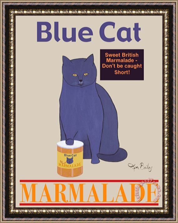 Ken Bailey Blue Cat Framed Painting