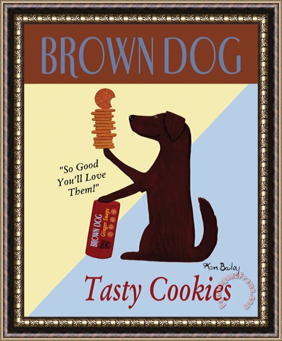 Ken Bailey Brown Dog Tasty Cookies Framed Painting
