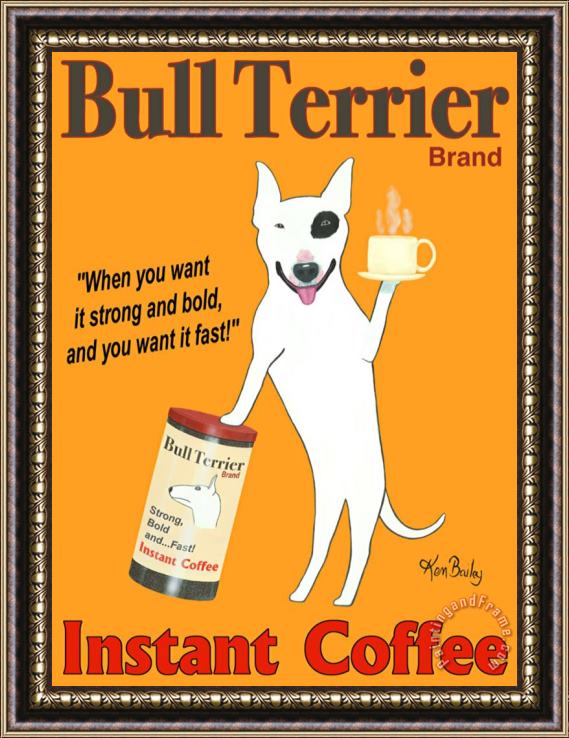 Ken Bailey Bull Terrier Coffee Framed Print