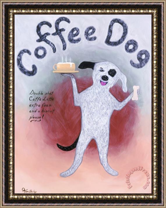 Ken Bailey Coffee Dog Framed Painting