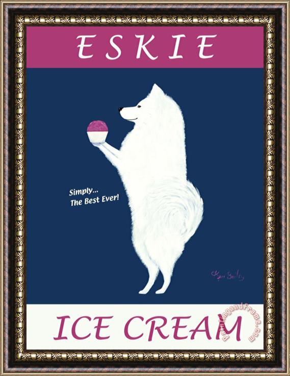 Ken Bailey Eskie Ice Cream Framed Painting