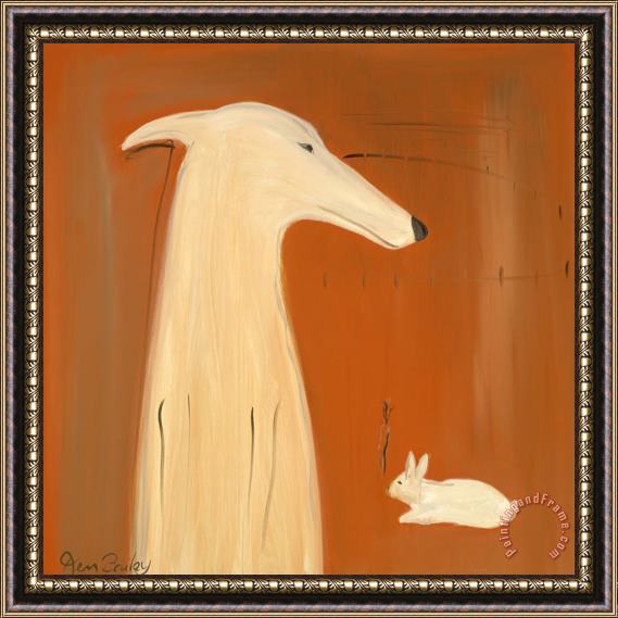 Ken Bailey Greyhound And Rabbit Framed Painting