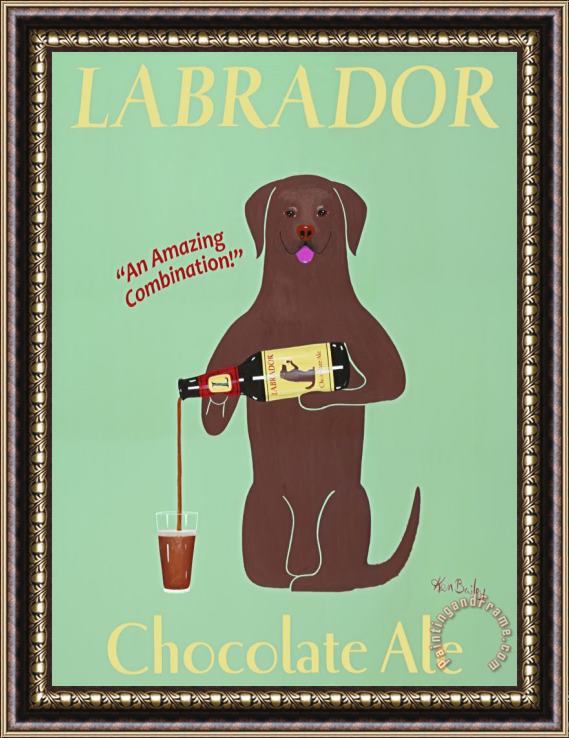 Ken Bailey Labrador Chocolate Ale Framed Painting