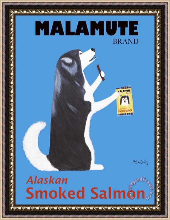 Ken Bailey Malamute Smoked Salmon Framed Painting