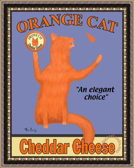 Ken Bailey Orange Cat Framed Painting