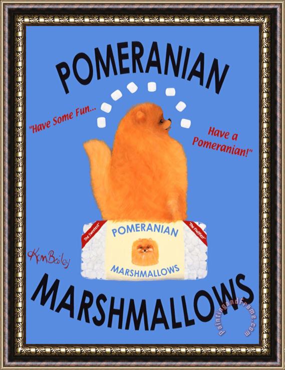 Ken Bailey Pomeranian Marshmallows Framed Painting