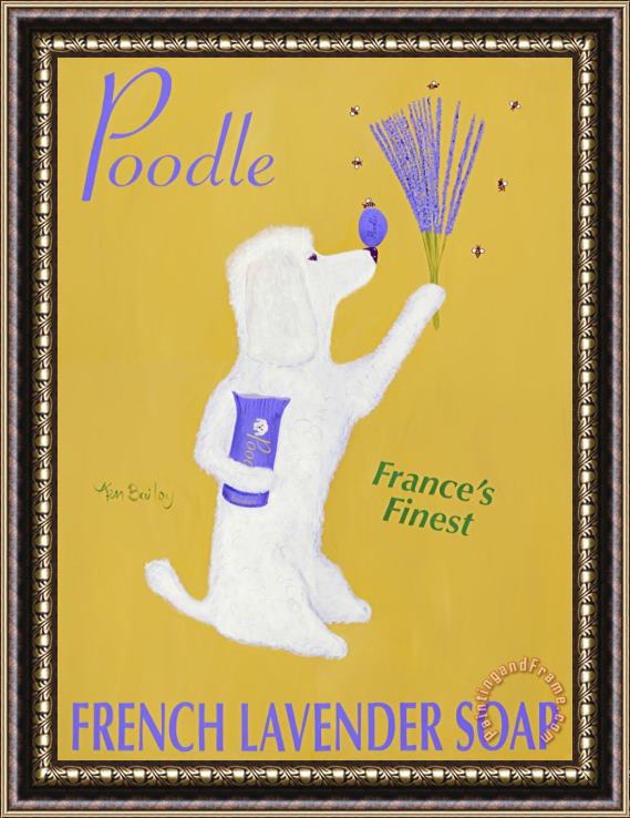 Ken Bailey Poodle French Lavender Soap Framed Painting